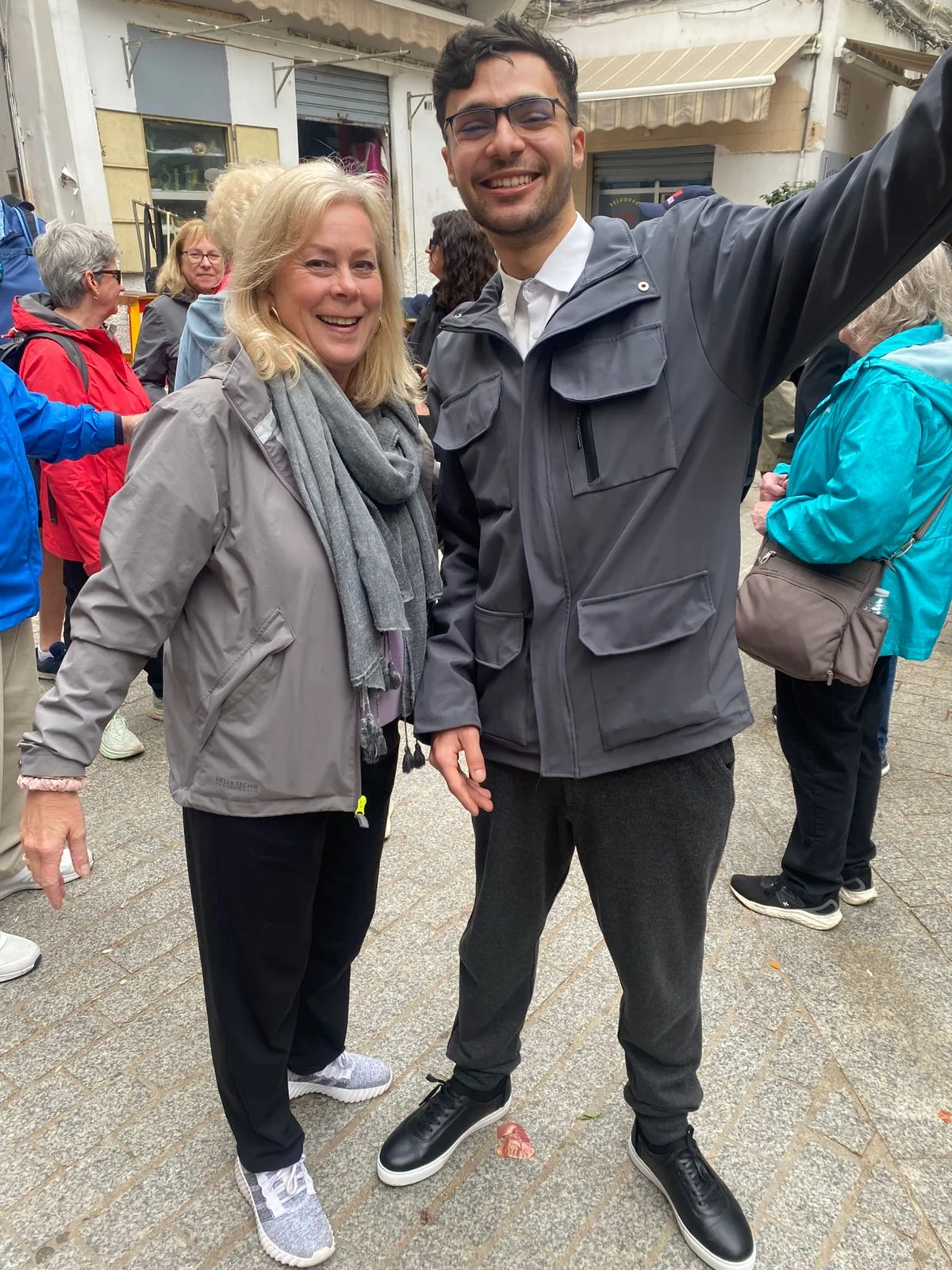 Aziz with a guest in the Tangier medina